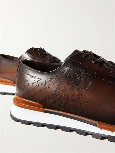 BERLUTI Fast Track Scritto Venezia Leather Sneakers for Men.